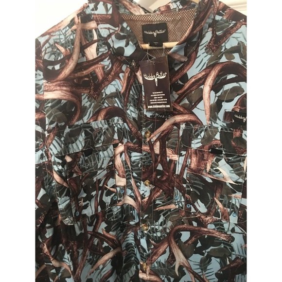 New Hidden‎ Antler Men's Camo Long Sleeve Vented Back Hunting Shirt Sz L NWT - Picture 3 of 10
